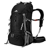 Loowoko 50L Hiking Backpack, Waterproof Camping Essentials Bag with Rain Cover,...