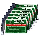 Vertex Essentials Emergency Blanket (6-Pack), 52' x 82'. Designed for NASA with...