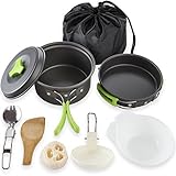 MalloMe Camping Cookware Mess Kit for Backpacking Gear – Camping Cooking Set -...